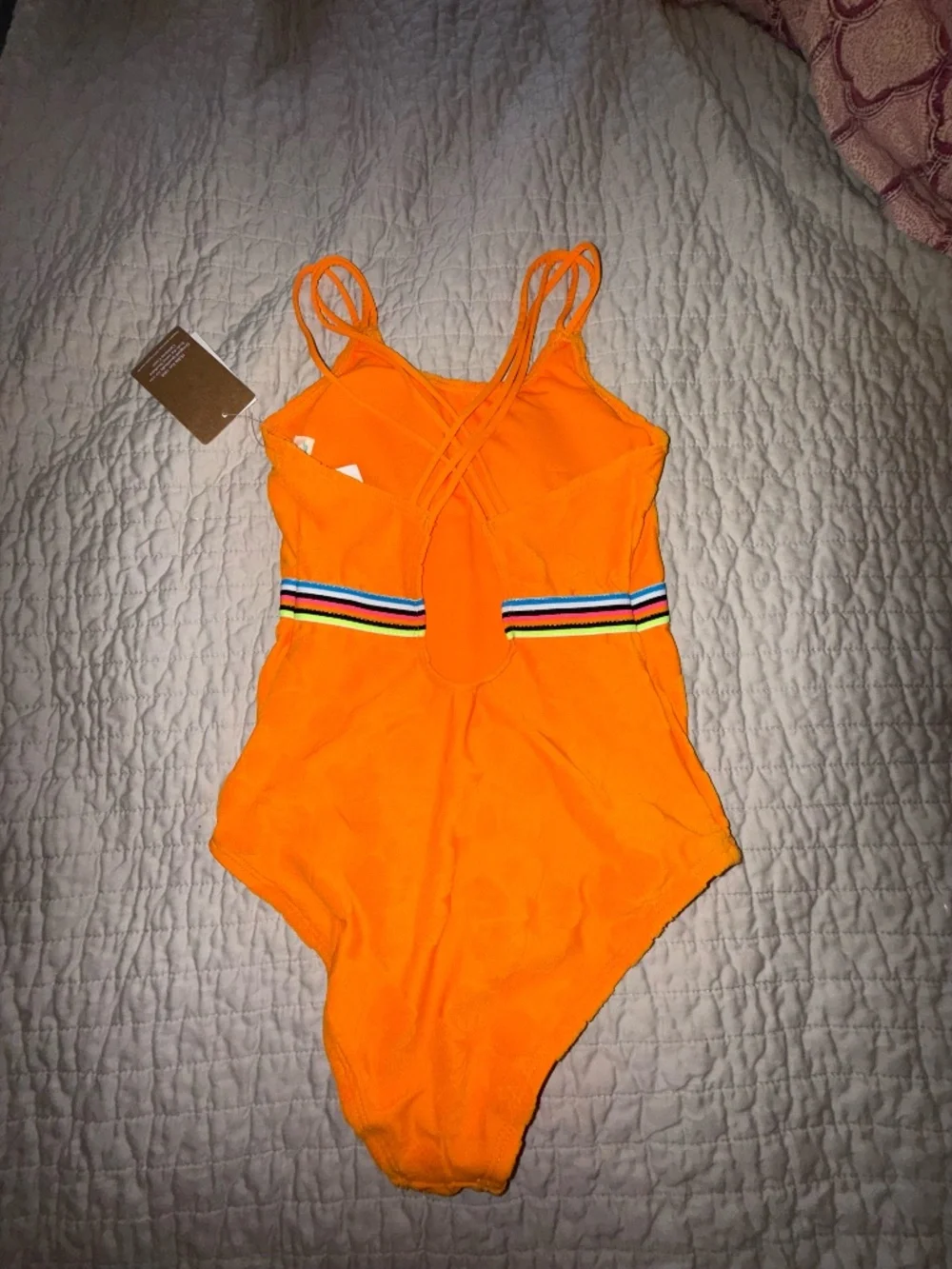 Hobie girls sz 10 orange terry tropical  one piece swimsuit floral